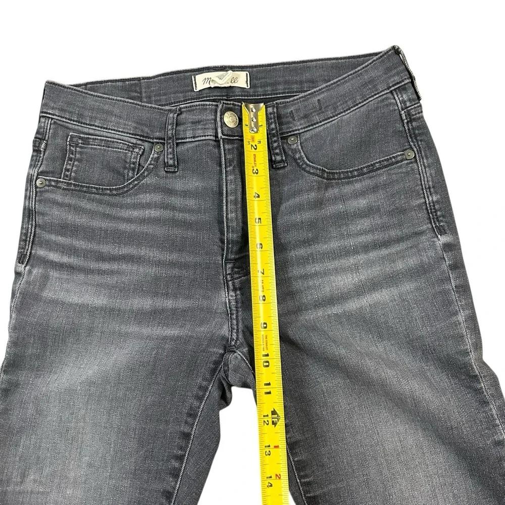 Madewell‎ Mid-Rise Skinny Black Acid Wash Jeans Distrss Size 28T Tall